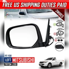 For Mitsubishi Triton L200 Ute MQ MR Pickup 2015-18 Side Wing Mirror LH 3W Black
