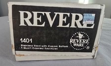 NEW Vtg 1980s Revere Cookware 1 QT Saucepan Pot 1401 Copper Bottom SS with Lid