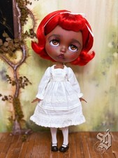 OOAK Blythe Custom Doll By Amber Carr Dollinquent Black Skin Big Eye Sad