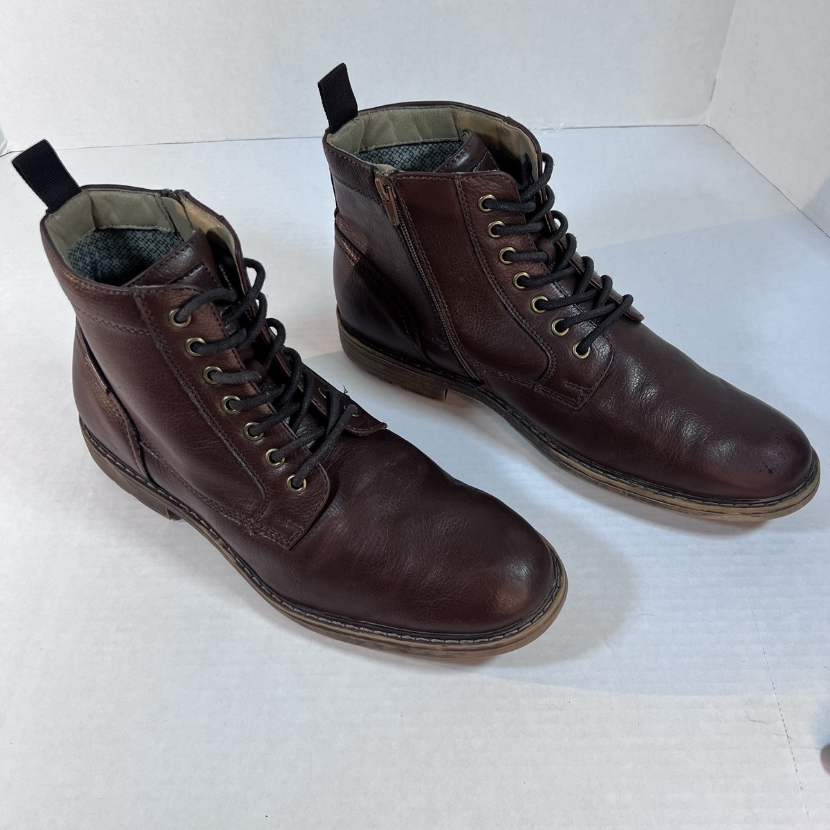 Crown Vintage Men\'s Brown Leather Cap-Toe Combat Boots Side Zip Size 11M Crown Vintage Men main image 2