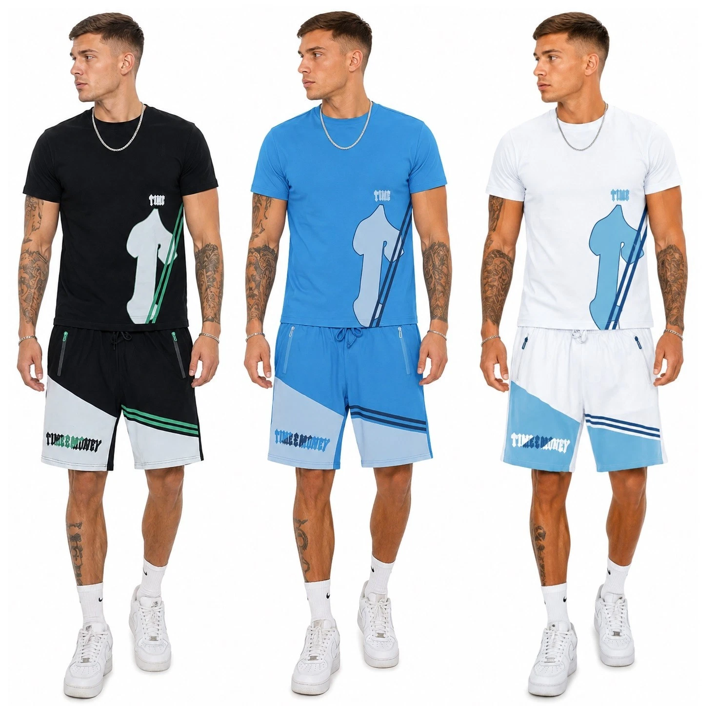 Men's "Time Is Money" Cotton T-Shirt & Shorts Set: Gym Casual Wear, S-2XL, Multi
Opens in a new wind