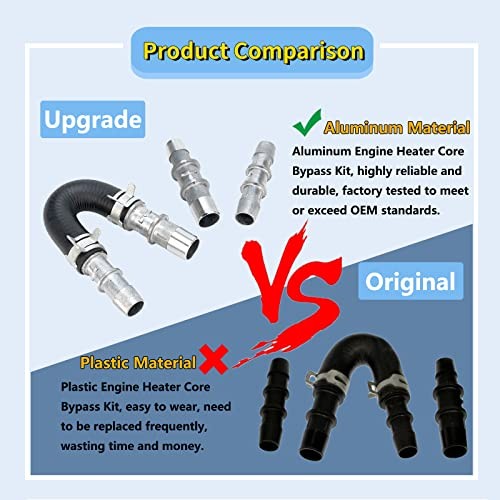 626-001 Upgrade Aluminum Engine Heater Core Bypass Kit with 5/8" 3/4" Hose 