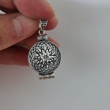 925 sterling Silver pendant Cremation Capsule memory ash urn  STEEL CHAIN Z11