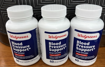 #ad Lot of 3 Bottles of Walgreens BLOOD PRESSURE SUPPORT 60 Caps Total 180 Caps $21.88
