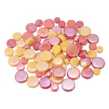 100g Multi-Size Iridescent Round Mosaic Tiles for Crafts Mixed Red Yellow 