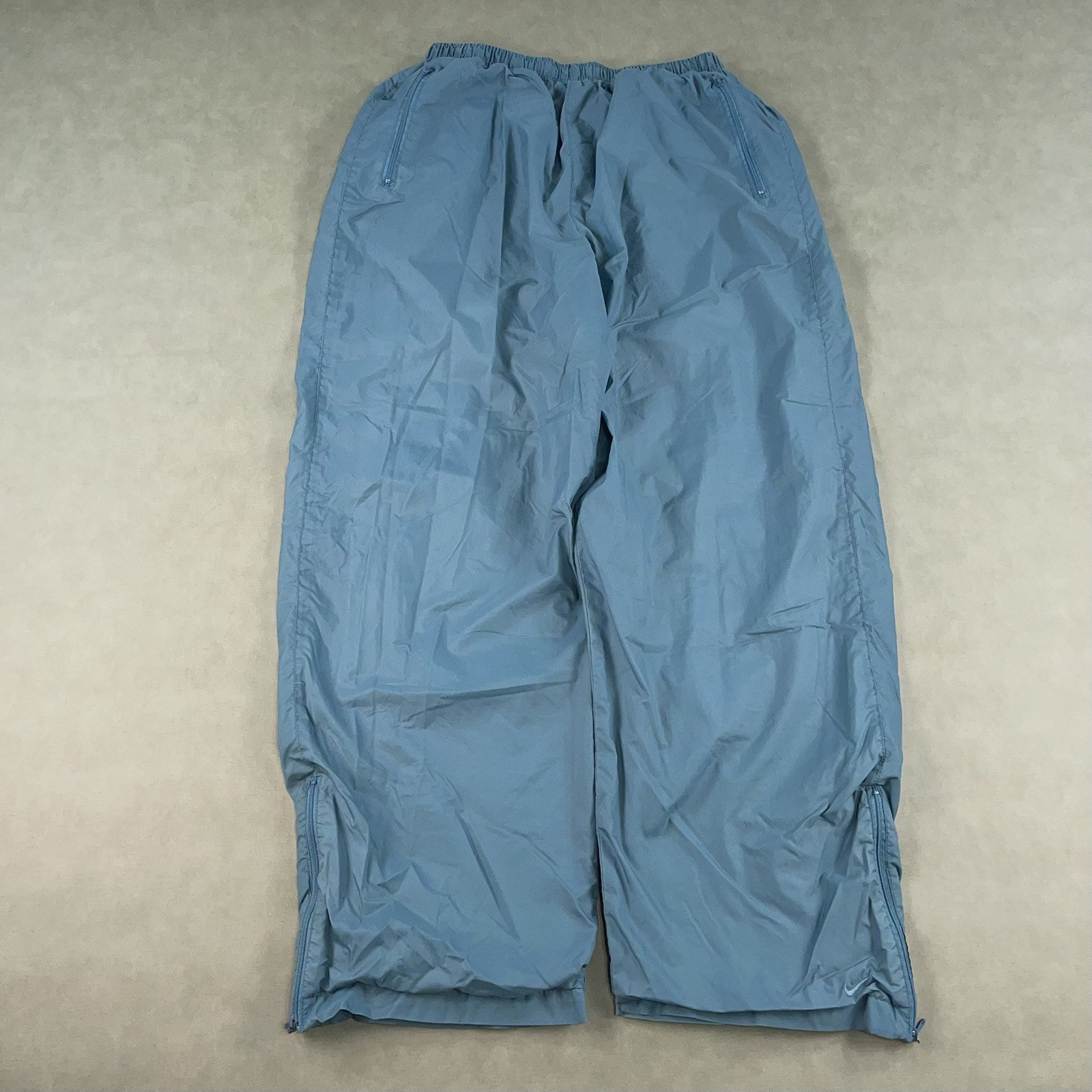 Vintage Y2K Nike Track Pants Mens Large Light Blue Windbreaker Baggy Swoosh Zip