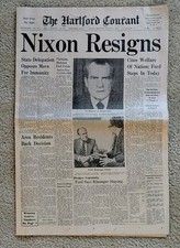 Complete 1974 Hartford Courant Newspaper NIXON RESIGNS Full 24 Pages August 9