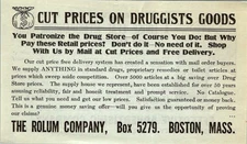 The Rolum Company Boston MA Mail Order Drug Circular 1910s Parcel Post