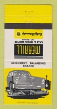 Matchbook Cover - Merrill Axle & Wheel Service Denver Colorado 30 Strike
