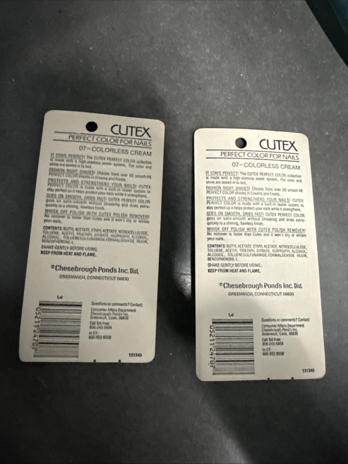 VTG Lot Of 2 Cutex Perfect Color 07 Colorless With Protective Sealer Enamel