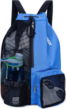 Mesh Swim Bag, Drawstring Beach Backpack  Wet Pocket, Front pockets, Adjustable