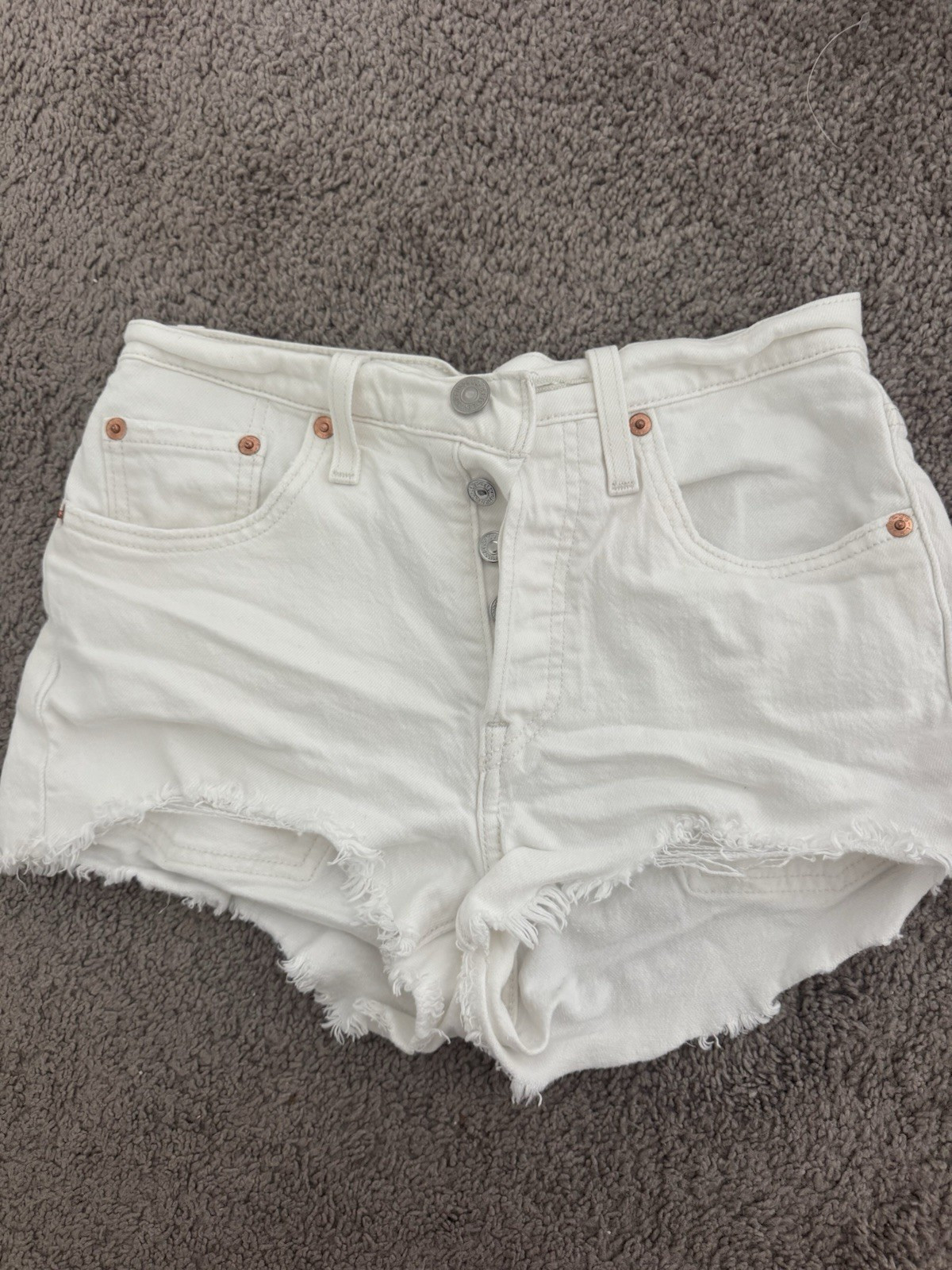 Levi's Women's Size 24 White Denim Cutoff Shorts Frayed Hem Button 5-Pocket