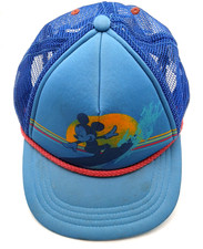Mickey Mouse Disney Parks Surfing Youth Trucker Hat Cap Blue Snapback Used