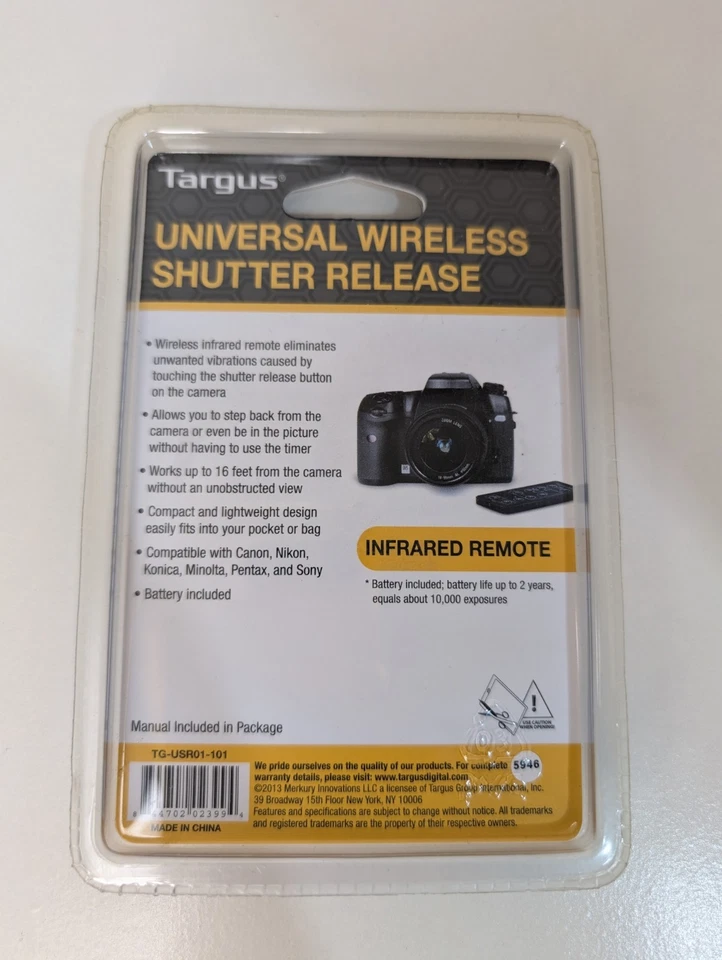 Targus Universal Wireless Shutter Camera Release Infrared Remote TG-USR01-101 - Image 2 of 3