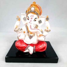 Ganesh Statue With Stone Work Ganesha Idol Marble Look Ganpati Murti
