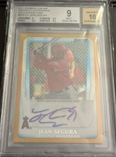 2011 JEAN SEGURA BOWMAN CHROME GOLD REFRACTOR ROOKIE AUTO/AUTOGRAPH RC #/50 BGS9