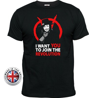 V for Vendetta Tshirt Anonymous Tshirt Anti-Government I WANT YOU schwarz T-Shirt