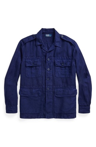 Polo Ralph Lauren Common Wealth Lightweight Linen Field Shirt Jacket Blue BNWT - Picture 2 of 10