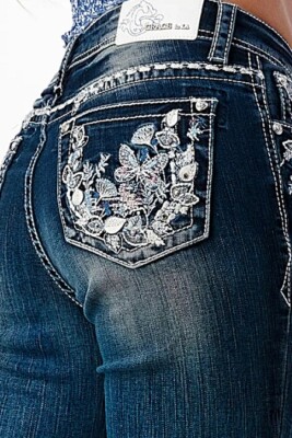 Jeans Grace in LA Bootcut Butterfly & Flowers EB51659