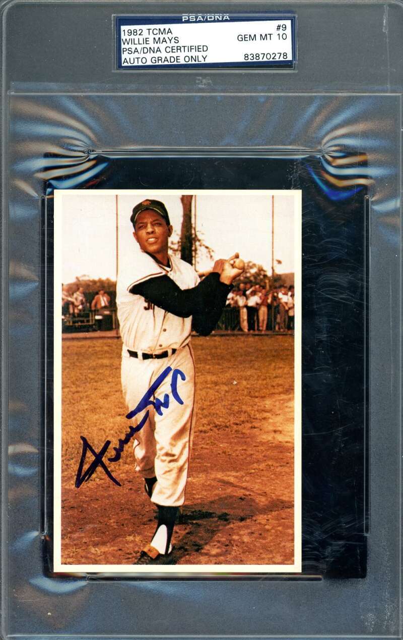 Willie Mays Gem Mint 10 PSA DNA Signed 1982 TCMA Autograph
