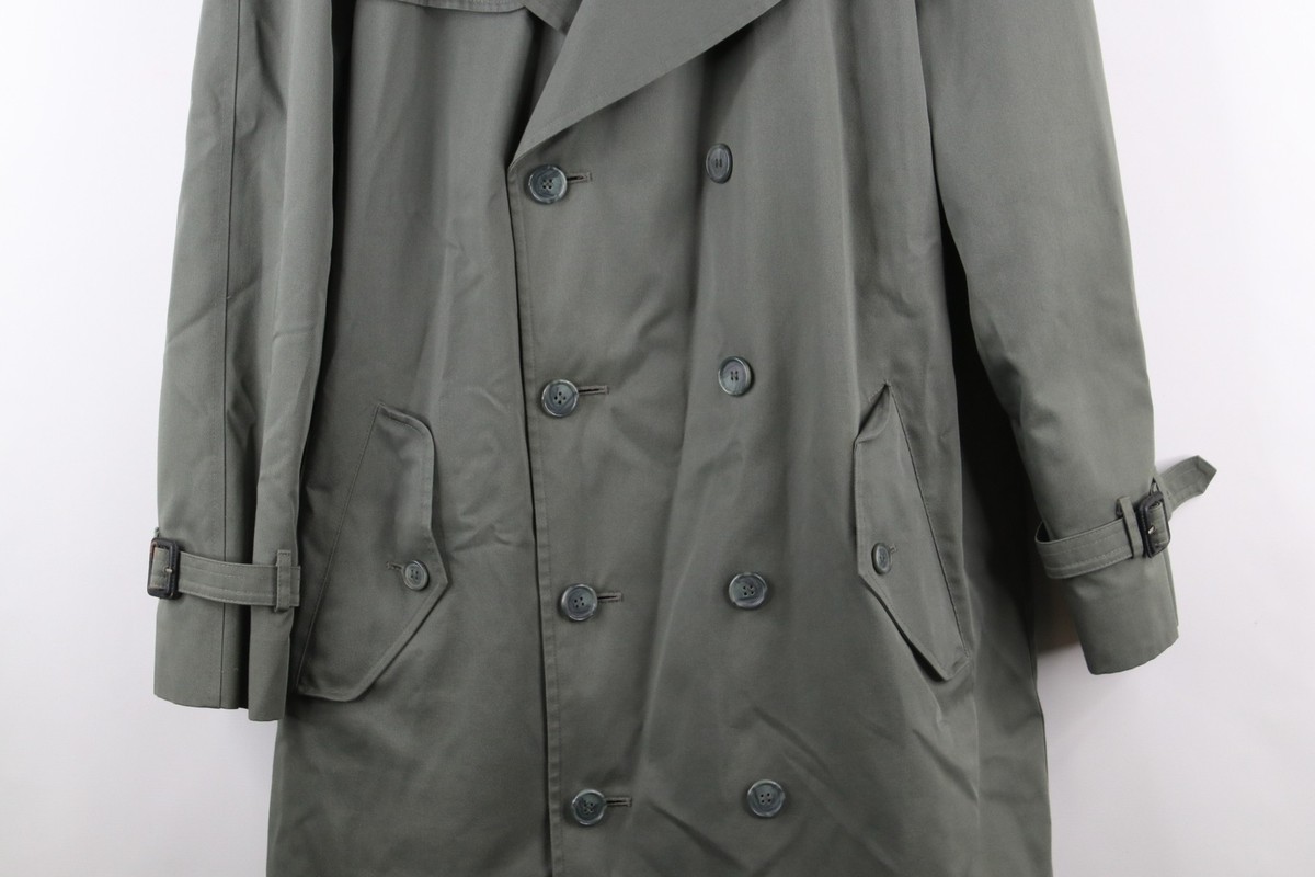 Vintage 70s Streetwear Mens 38R Distressed Wool Lined Trench