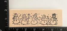 Northwoods Snowmen Border Winter Snow Christmas Wood Mounted Rubber Stamp