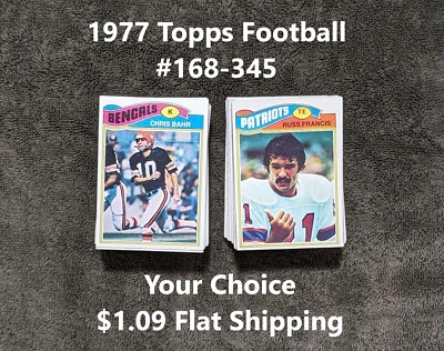 1977 Topps Football #168-345 YOUR CHOICE $1.09 Flat Ship UPDATED 4/30