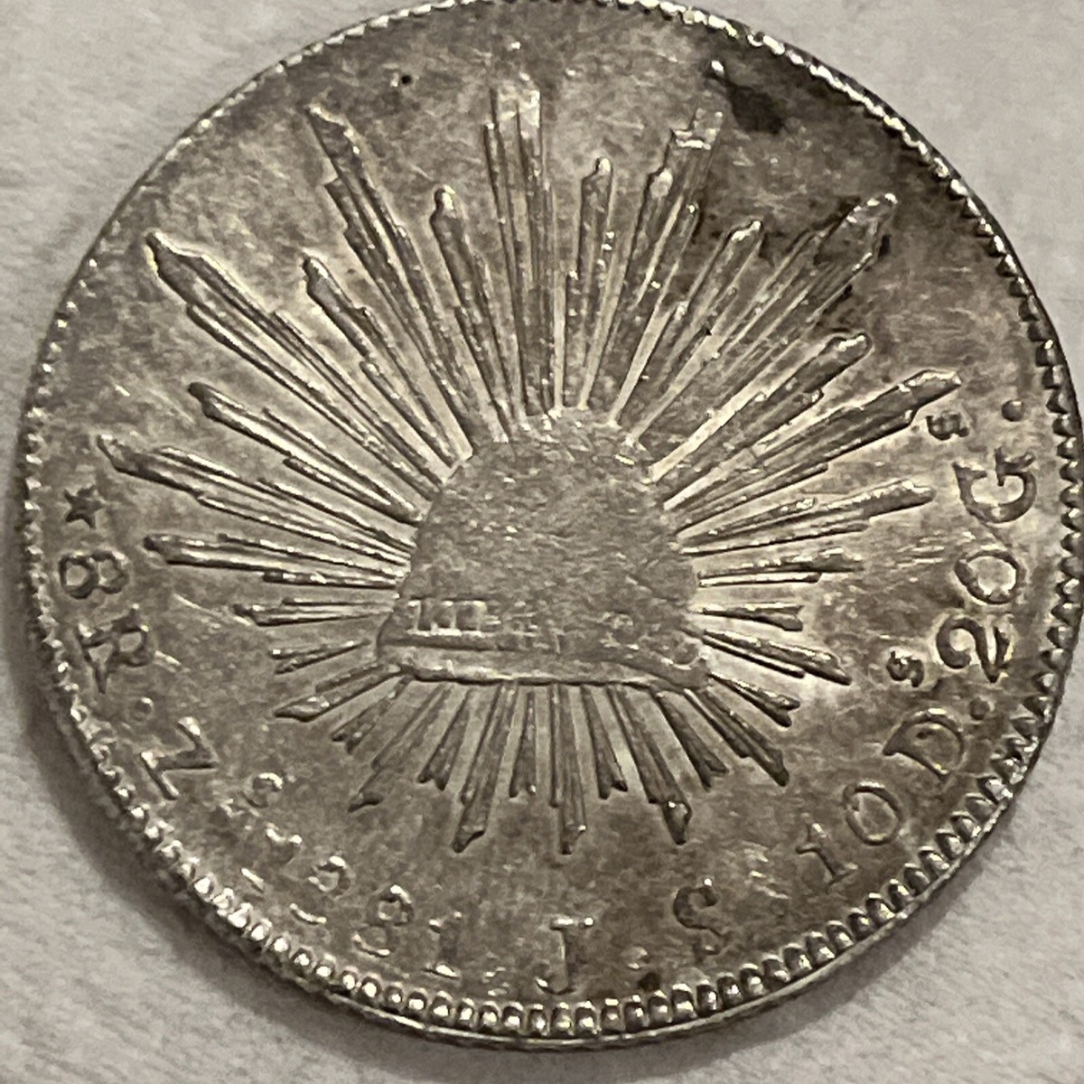 1881 ZS JS MEXICO 8 REALES COIN - AU/BU condition .903 SILVER