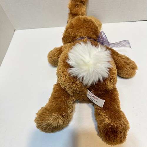 Gund Bobtail Cream Plush Brown Easter Bunny Stuffed Animal Tag 15" with Ears - Foto 5 di 8