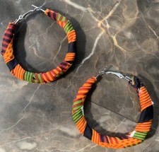 African Kente Cloth Earrings Handmade.