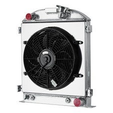 4Row Radiator+Shroud+Fan Fit 1930~1938 1932 Ford HI BOY Hot Rod Chopped Chevy V8