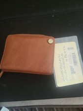 ROLFS Brown Genuine Leather Fan Card Wallet NWT change purse Zipper