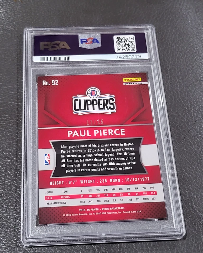 2015 Panini Prizm #92 Paul Pierce Mojo Prizm PSA Mint 9 - Image 2 of 2