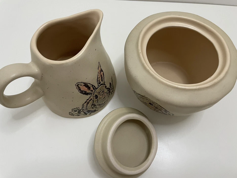 Spectrum Design Spring Rabbit Ceramic Stoneware Handcrafted Sugar & Creamer Set - Image 3 of 4