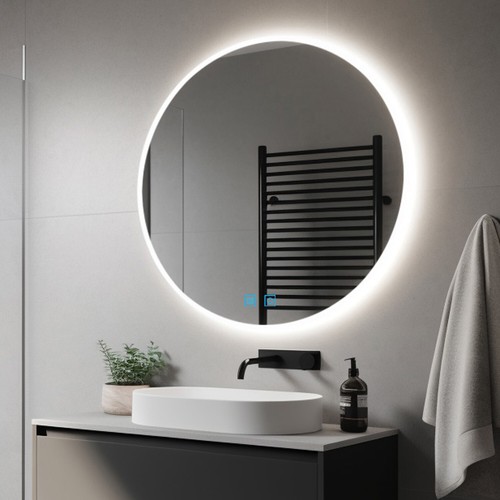500 600 Round Bathroom Mirror with LED Lights 3 Colour Dimmable ...