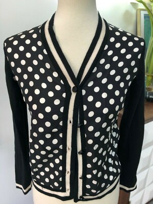 Kate Spade NY black and white polka dot lightweight cardigan