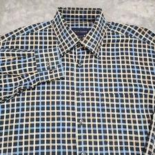 Scott Barber Shirt Mens Large Black Grid Check Long Sleeve Button Down