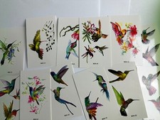 24x Temporary Tattoos - Peacock bird Hummingbird  approx. 3" long 