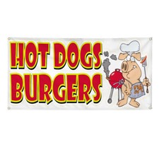 Vinyl Banner Multiple Sizes Hot Dogs Burgers Restaurant Cafe Bar Outdoor