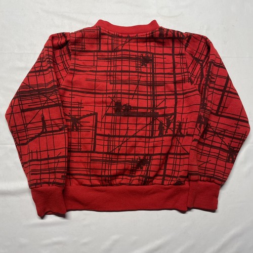 Vintage 90s Long Sleeve Shirt Boys Size 6 Red Construction Art Youth Pullover - Picture 2 of 10