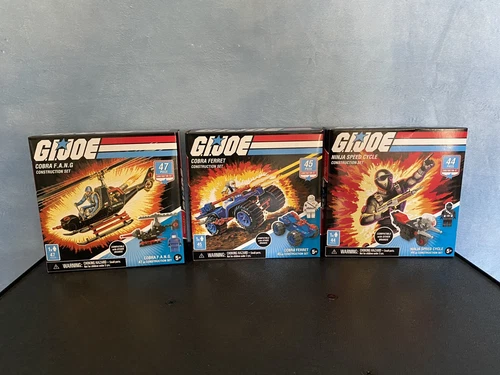 GI JOE CONSTRUCTION SETS SEALED COBRA FANG FERRET NINJA SPEED CYCLE SNAKE EYES