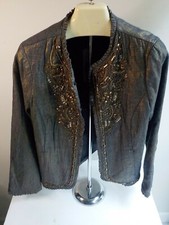 CHICO'S Golden Trinket Royalty Jacket/Blazer Cotton Size 1 NEW WITH TAGS