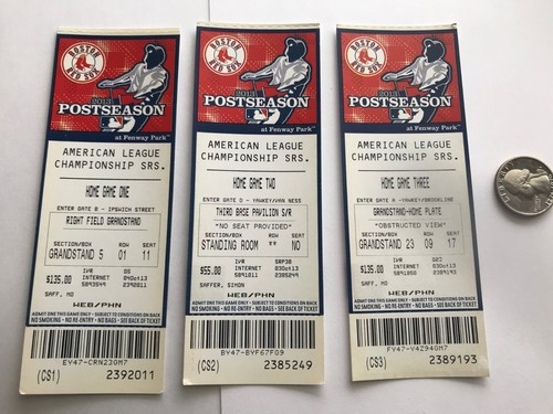3 Boston Red Sox Abendkassen Tickets für Spiele 1, 2 und 6 von 2013 ALCS - Bild 1 von 2
