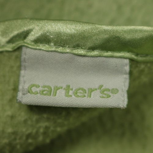Carters Duck & Frog Embroidered Fleecy Plush Baby Blanket Satin Trim Green 38x28 - Picture 6 of 11