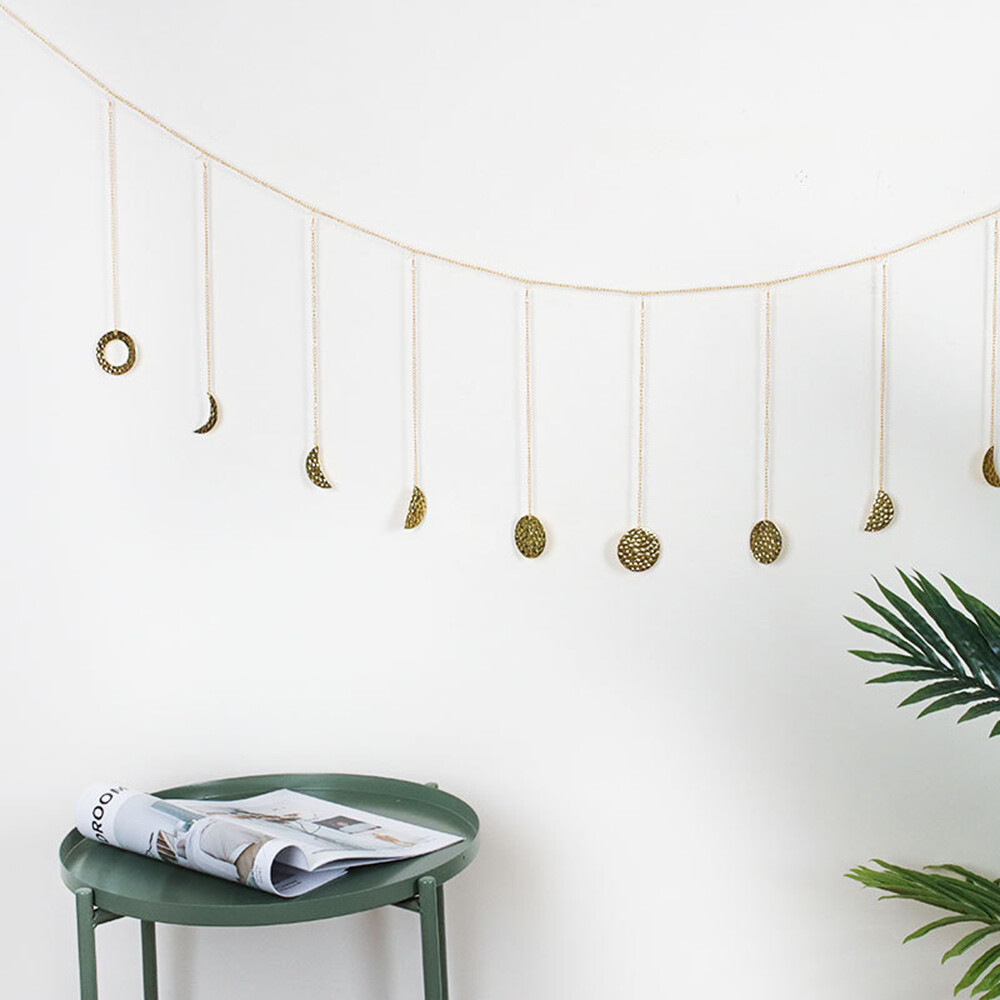Boho Moon Phase Garland with Chains for Wedding & Home Decor
