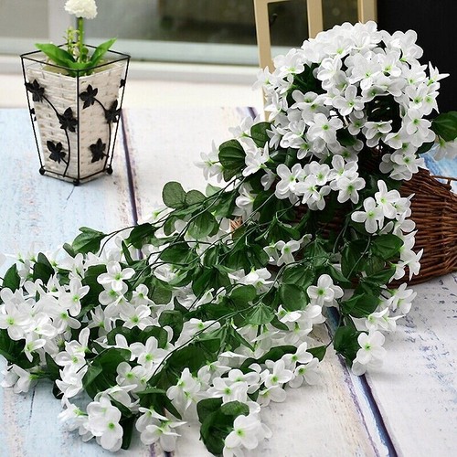 UK Artificial Hanging Violet Flowers Vine With Basket Home Garden Indoor Decor - Picture 19 of 24