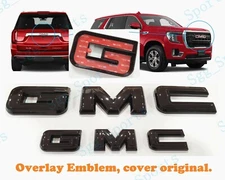 2021-2024 GMC YUKON YUKON XL Front Rear Tailgate Gloss Black OVERLAY Emblem