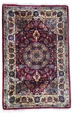 Vintage 1940s Per sian Sultanabad Hand Knotted Wool Rug 38x24 Floral Medallion