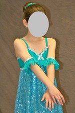 Revolution Green  Blue Dress With Arm  Hair Scrunchie Dance Costume CM