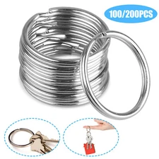200/100Pcs 25mm Round Key Rings, Rustproof Split Ring, Stainless Steel Keychain